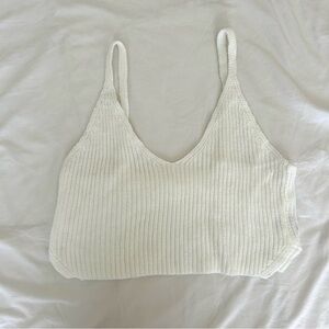 White Knit Cropped Tank Top Size Medium